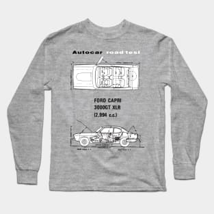 FORD CAPRI 3000GT - road test blueprint cutaway Long Sleeve T-Shirt